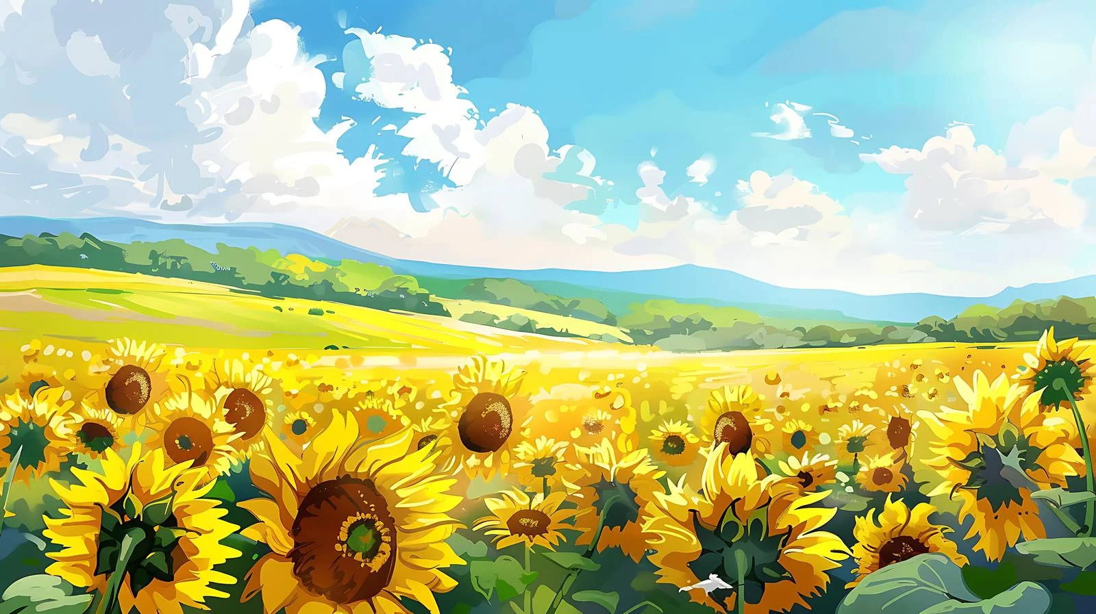 Serene Summer Sunflower Field Landscape — free download from Dotvec