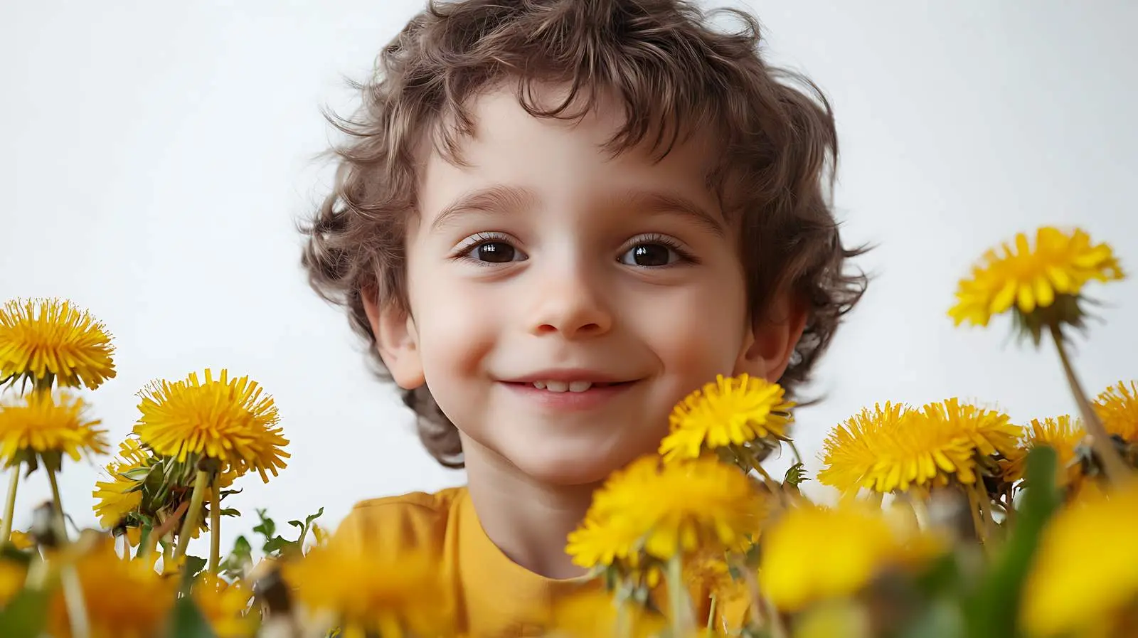 Little Boy Surrounded by Dandelions in Nature — free download from Dotvec