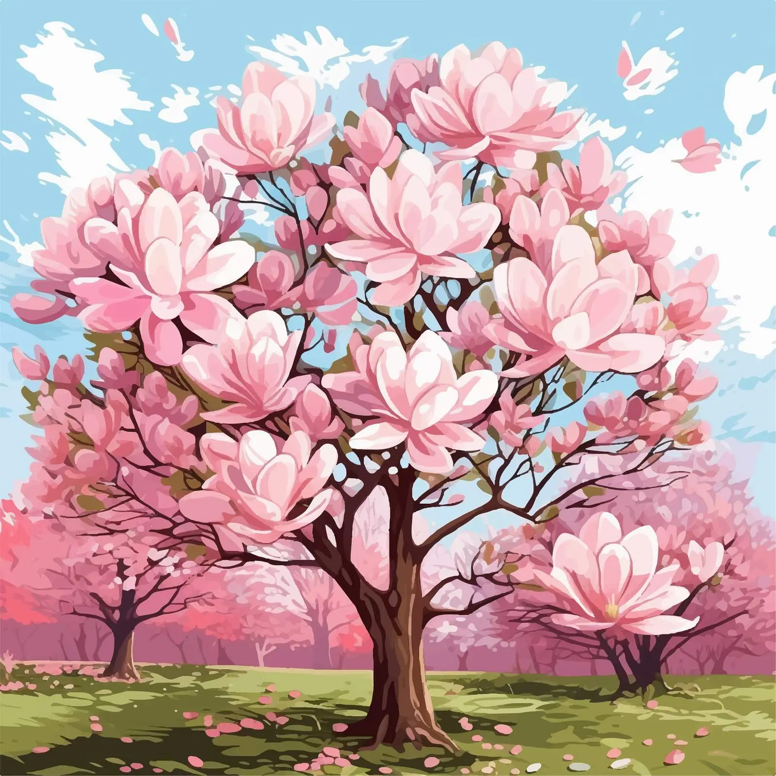 Magnolia Trees in Bloom with Pink Flowers — free download from Dotvec
