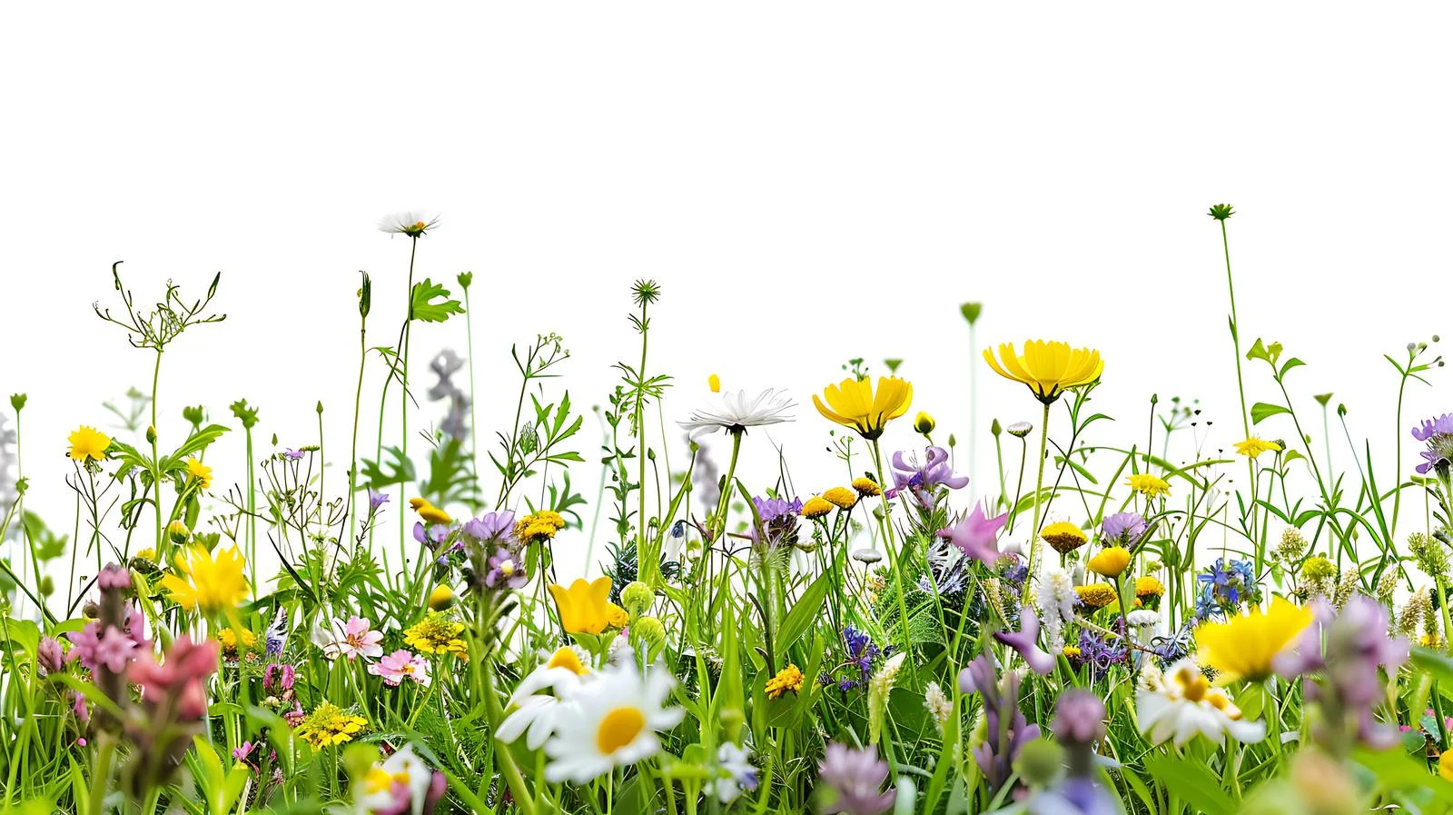 Vibrant Spring Meadow with Isolated White Blooms — free download from Dotvec