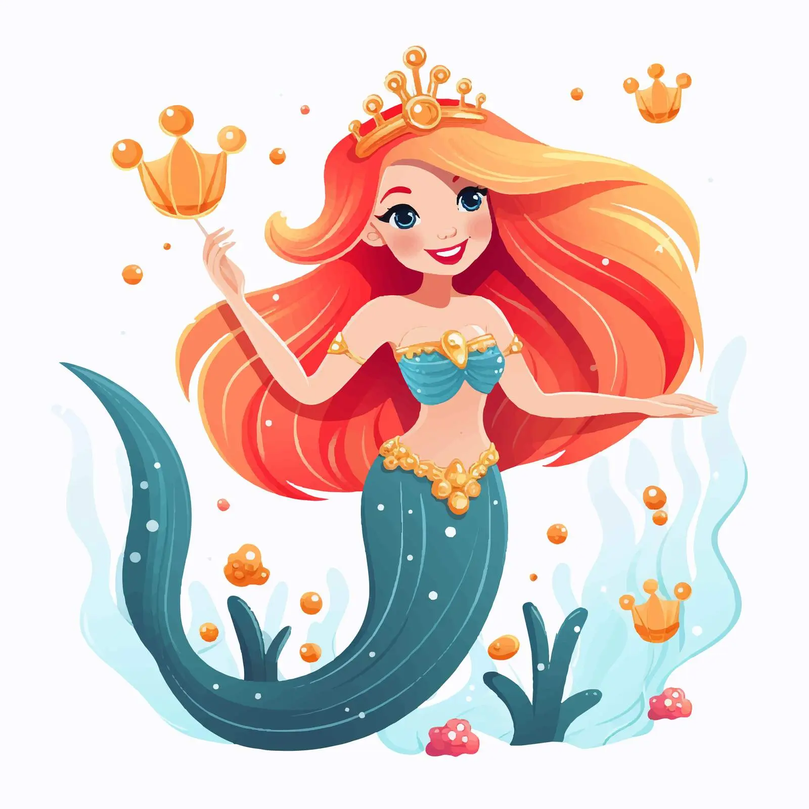 Cute Blonde Mermaid with Fish Tail Vector Art — free download from Dotvec