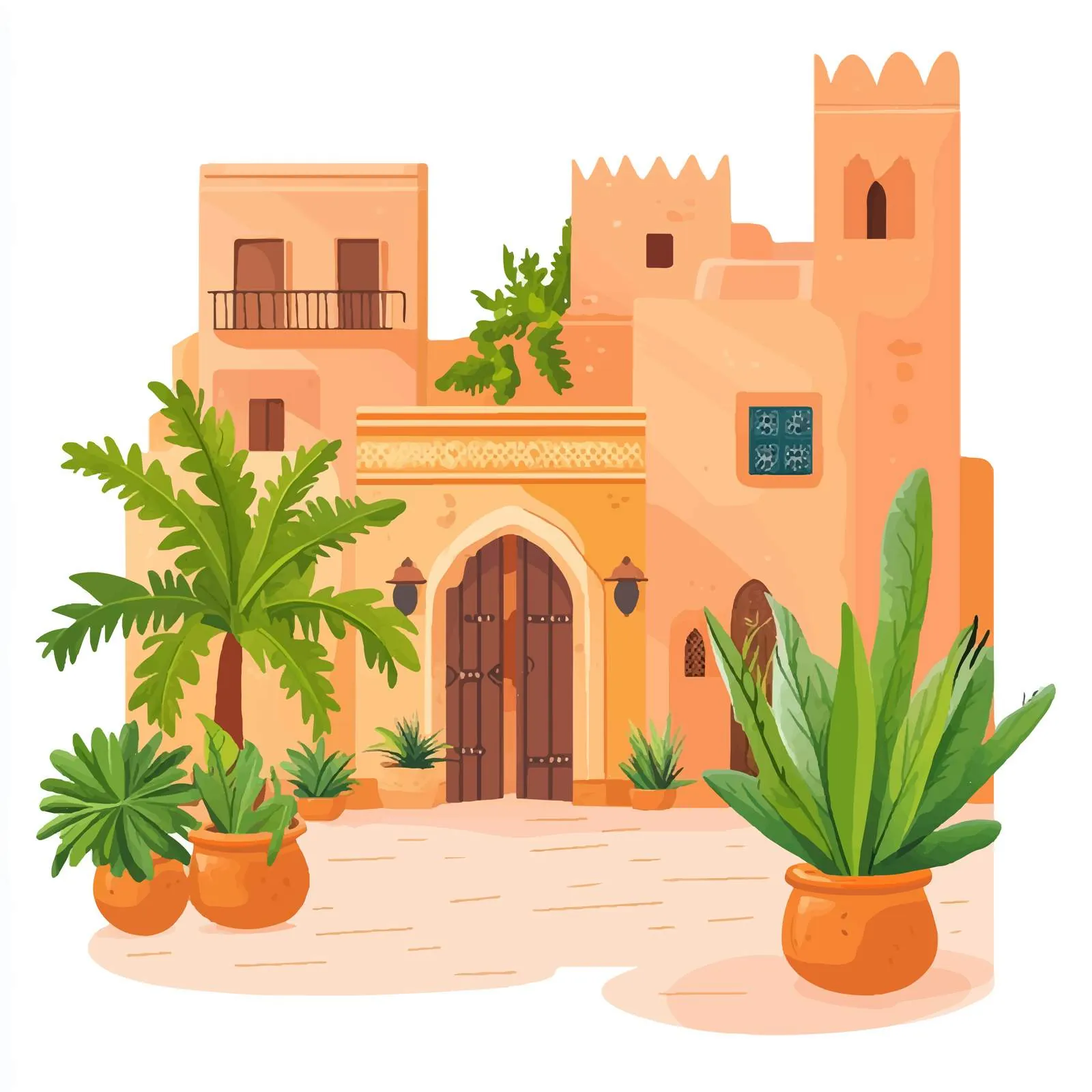 Traditional Moroccan Cityscape with Architectural Details — free download from Dotvec