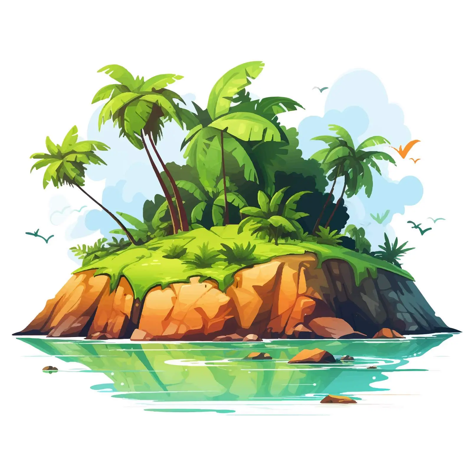 Beautiful Nature Island Illustration on White Background — free download from Dotvec