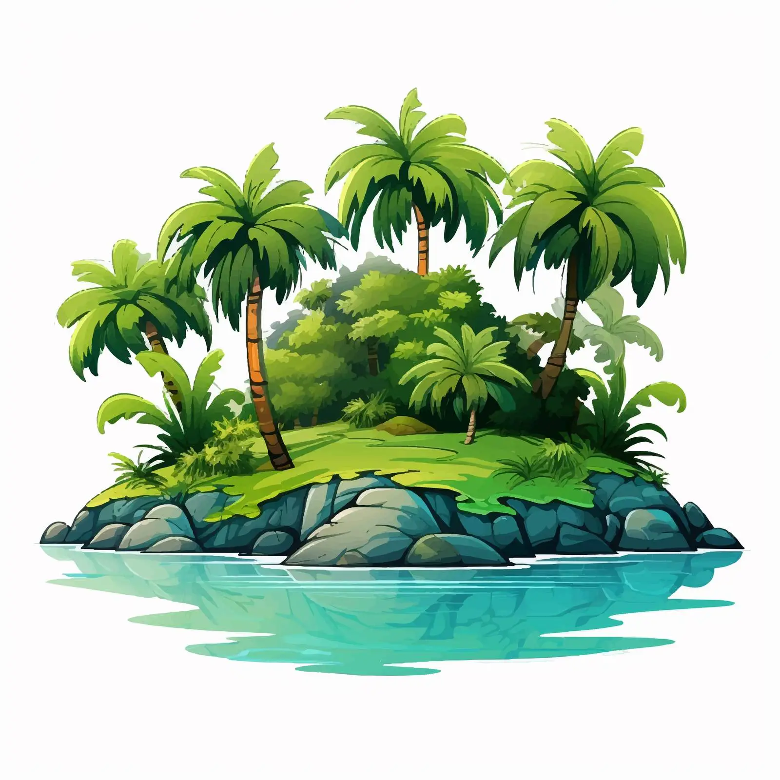 Beautiful Nature Island Illustration on White Background — free download from Dotvec