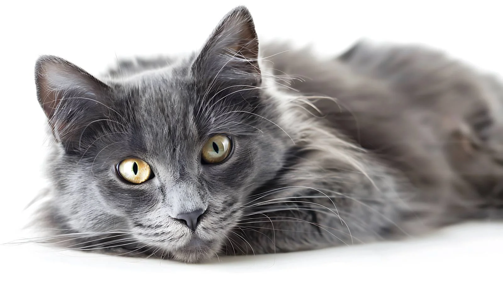 Elegant Nebelung Cat Relaxing on White — free download from Dotvec