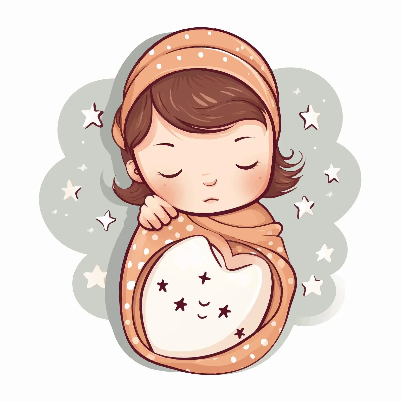 Adorable Newborn Baby in Hands Postcard Doodle — free download from Dotvec