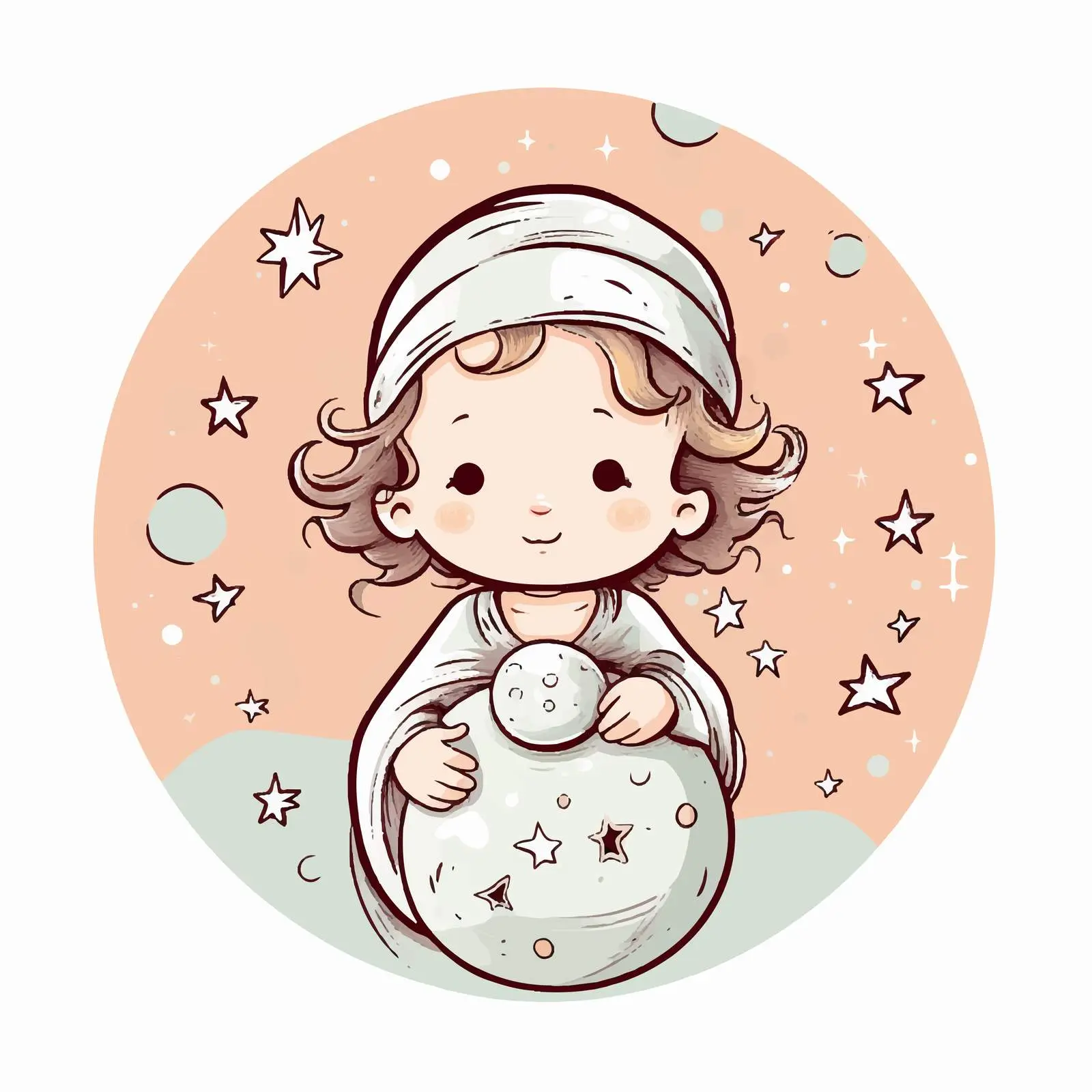 Cute Newborn Baby Doodle in Hands Postcard — free download from Dotvec