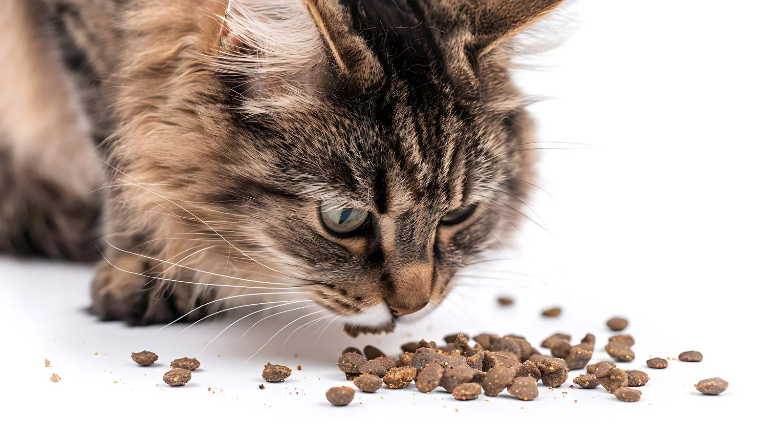 Close-up of Nibelung cat eating dry food — free download from Dotvec