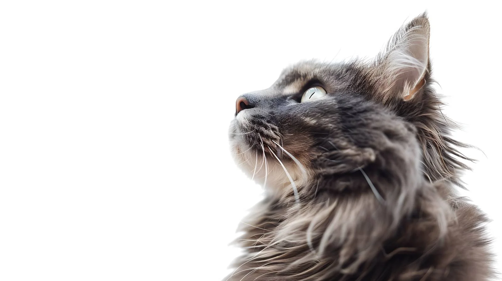 Graceful Nibelung Cat Gazing Upwards — free download from Dotvec