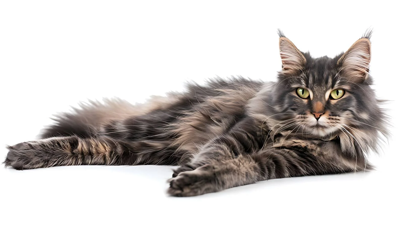 Elegant Nibelung Cat Relaxing on White Surface — free download from Dotvec