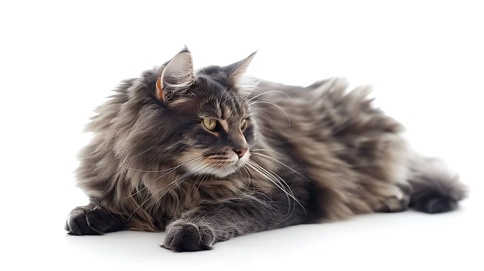 Elegant Nibelung Cat Rests on White — free download from Dotvec