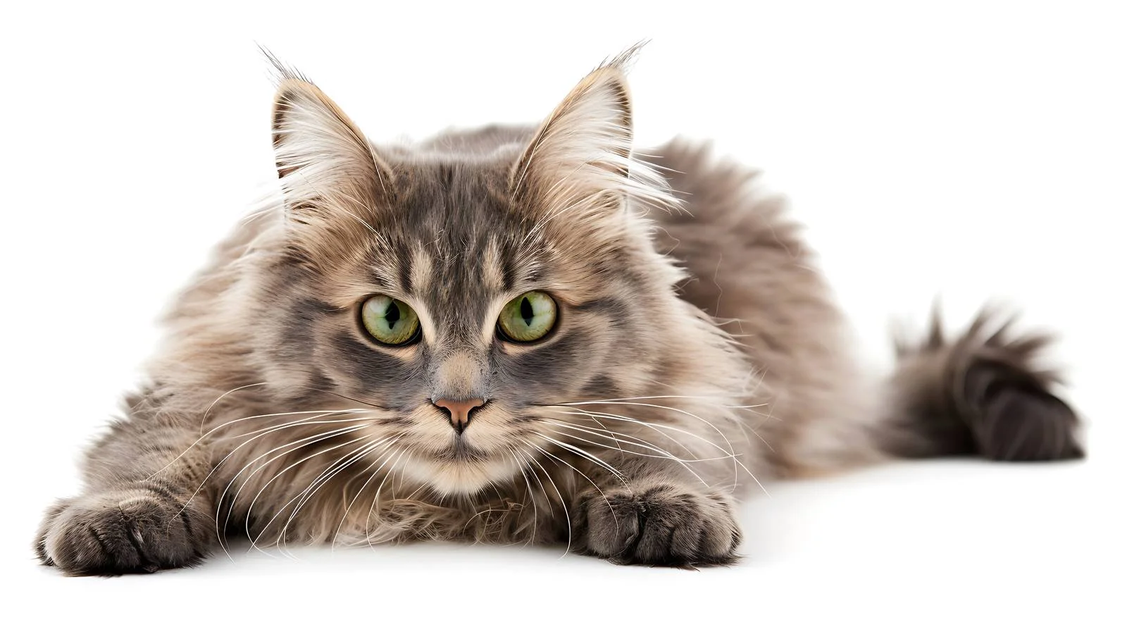 Graceful Nibelung Feline Relaxing on White — free download from Dotvec