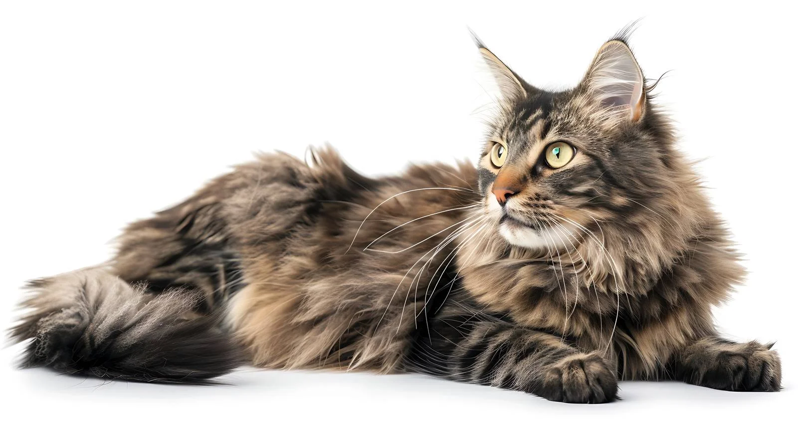 Elegant Nibelung Cat Lying on White — free download from Dotvec