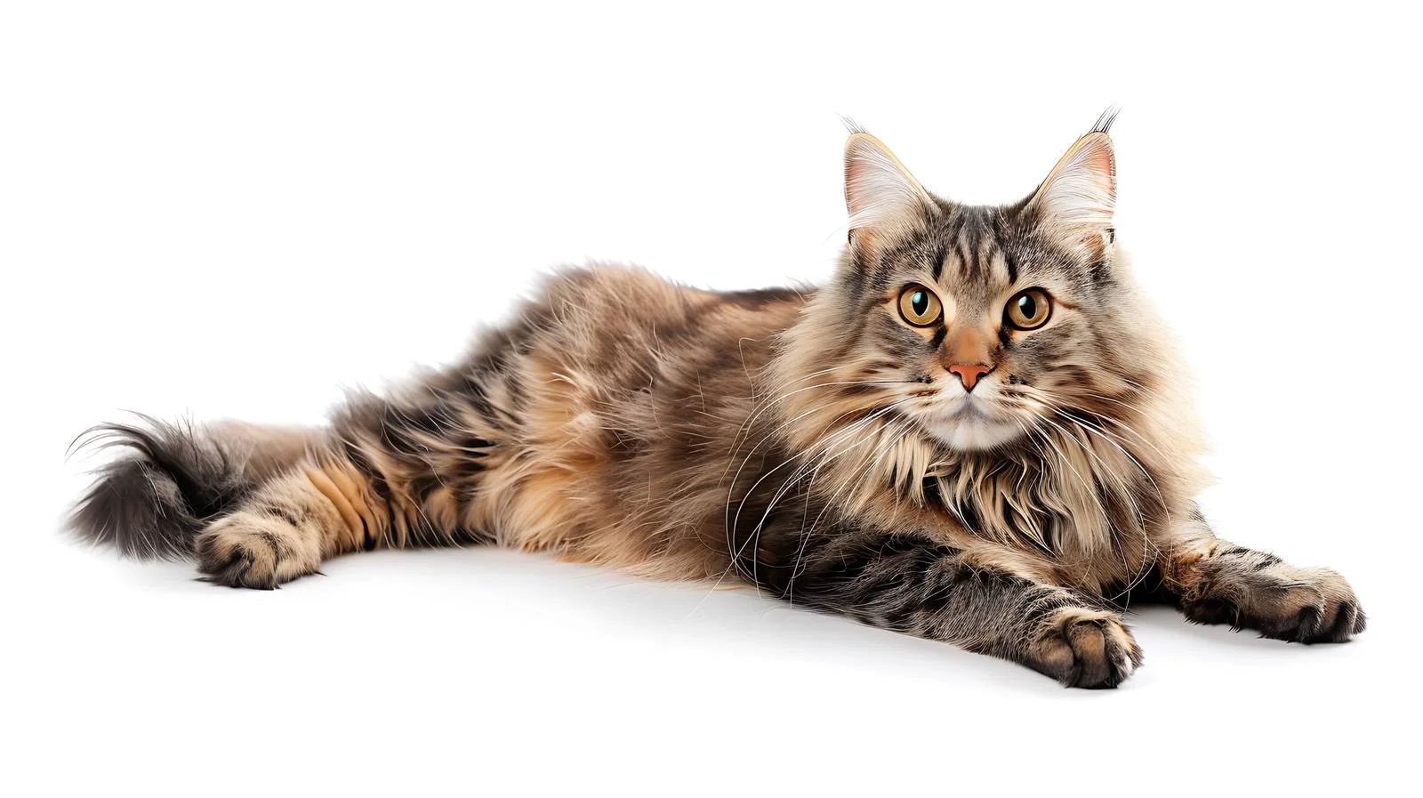 Graceful Nibelung Cat Relaxing on White — free download from Dotvec