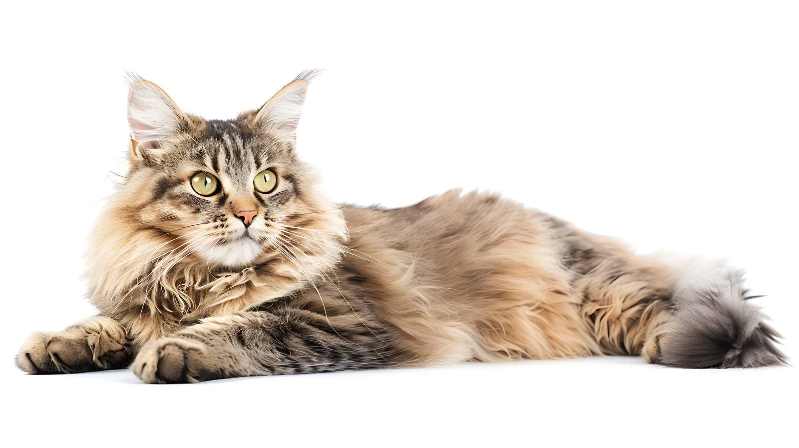 Elegant Nibelung Cat Relaxing White Background — free download from Dotvec