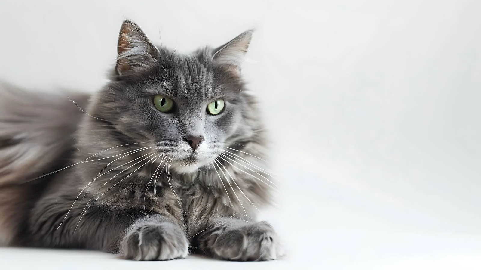 Elegant Nibelung Cat Resting on White Background — free download from Dotvec