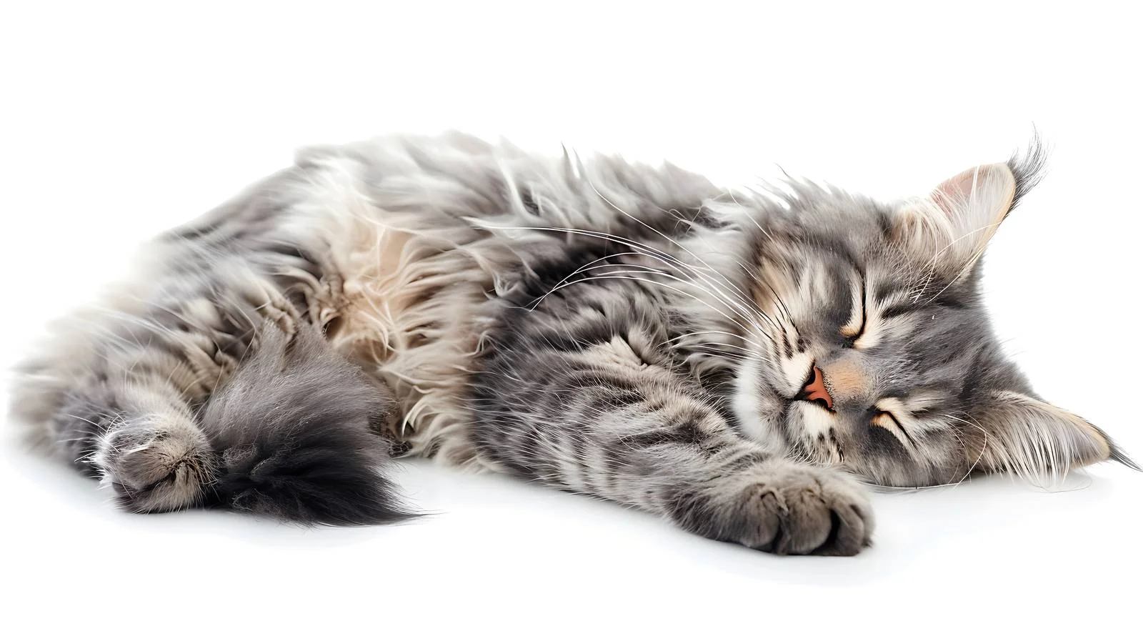 Charming Nibelung Feline on White Surface — free download from Dotvec