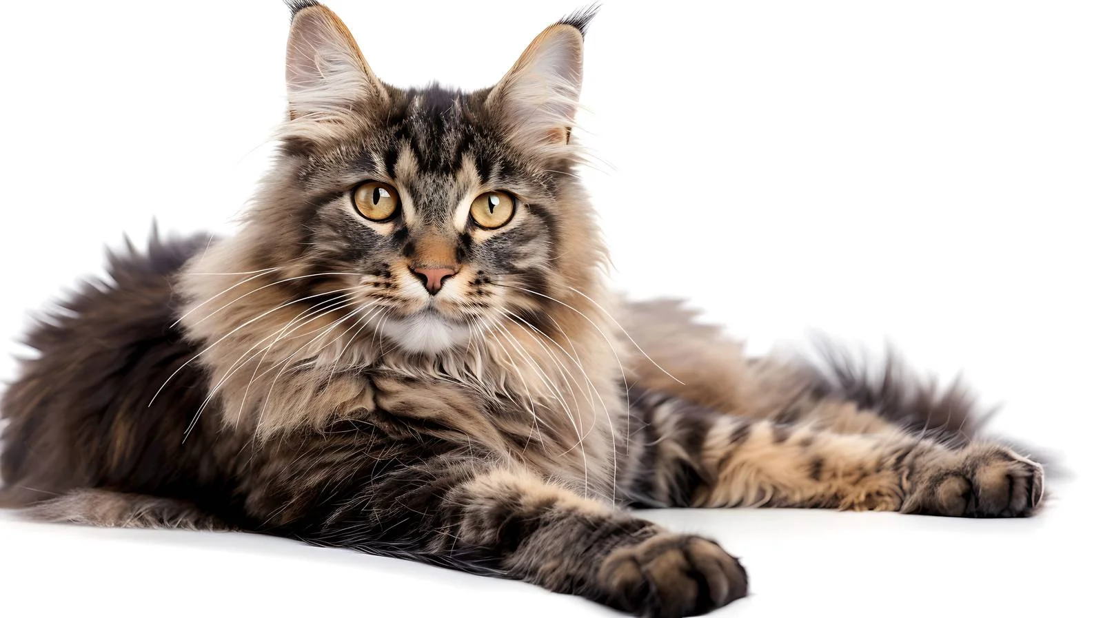 Elegant Nibelung Cat Resting on White — free download from Dotvec