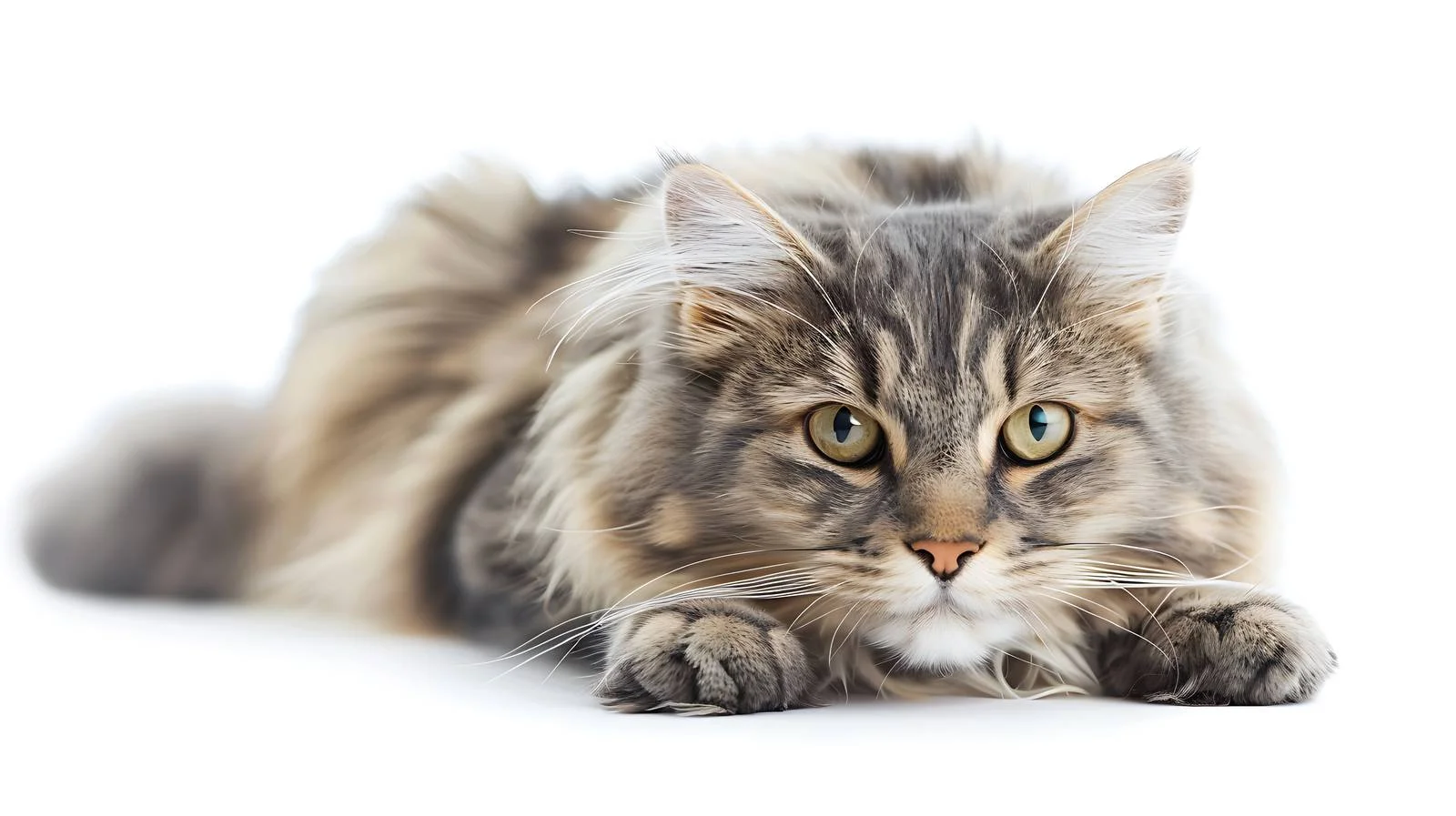 Graceful Nibelung Cat Relaxing on White Background — free download from Dotvec