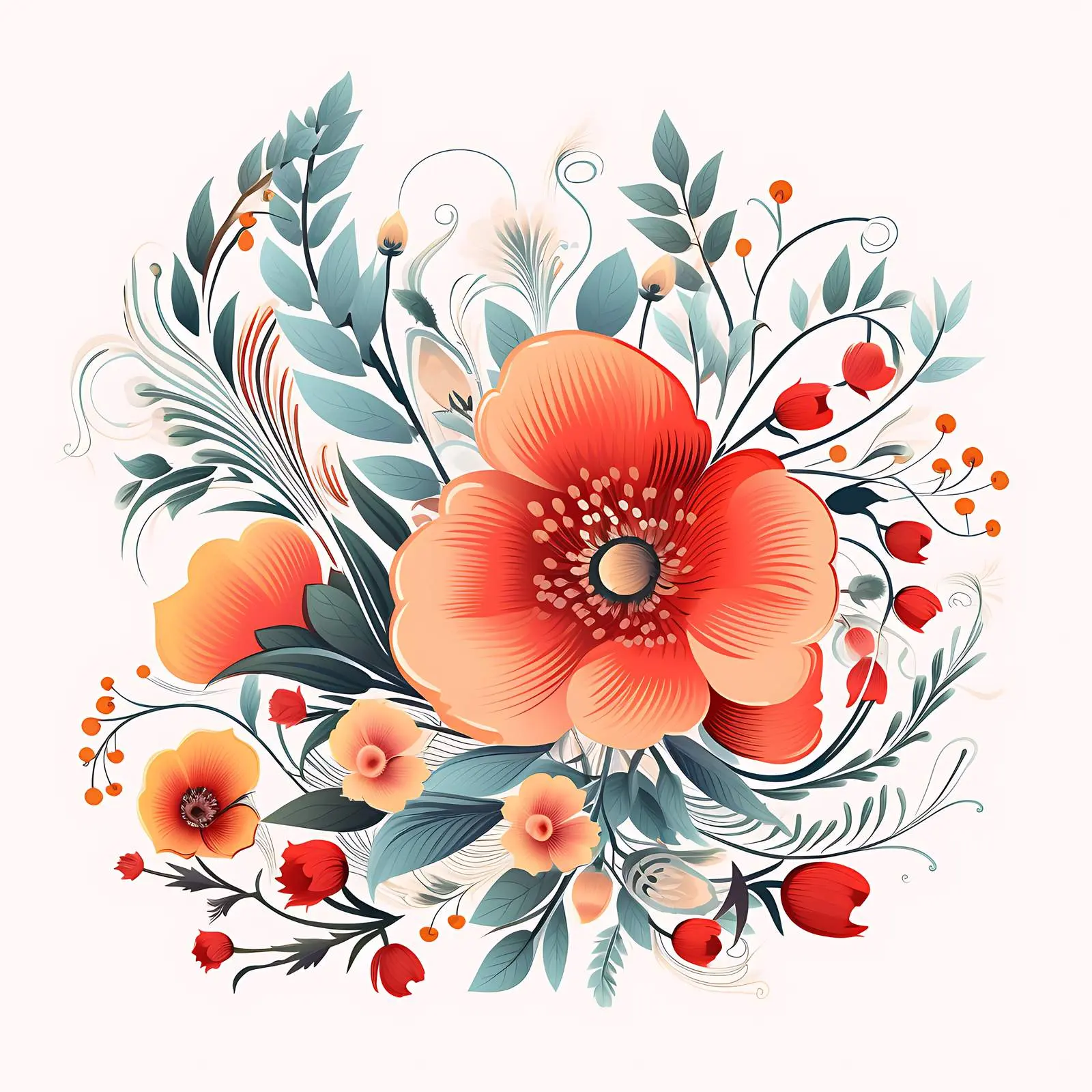 Beautiful Flower Painting Postcard Design – free paint image from Dotvec