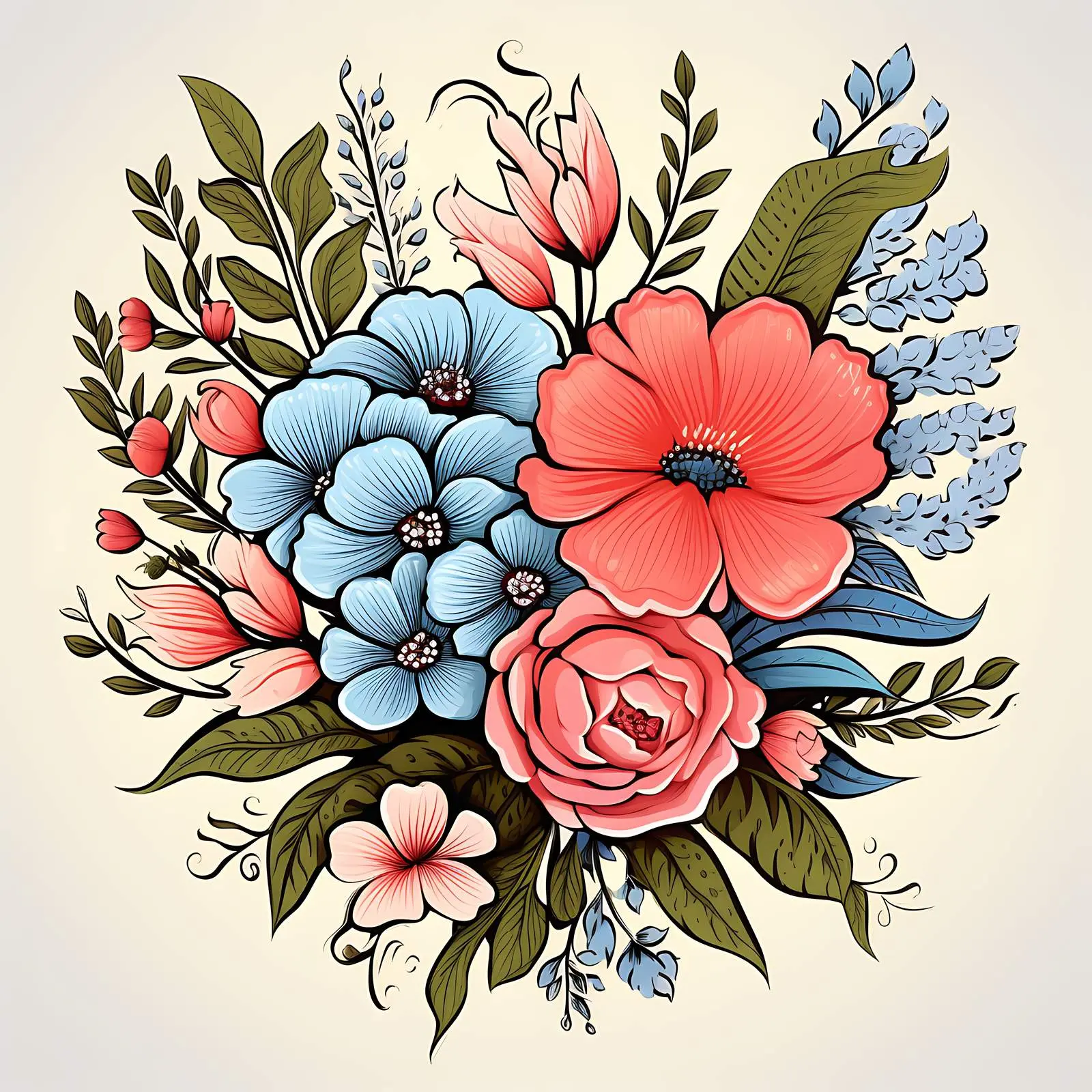 Beautiful Floral Painting for Postcard Design – free paint image from Dotvec
