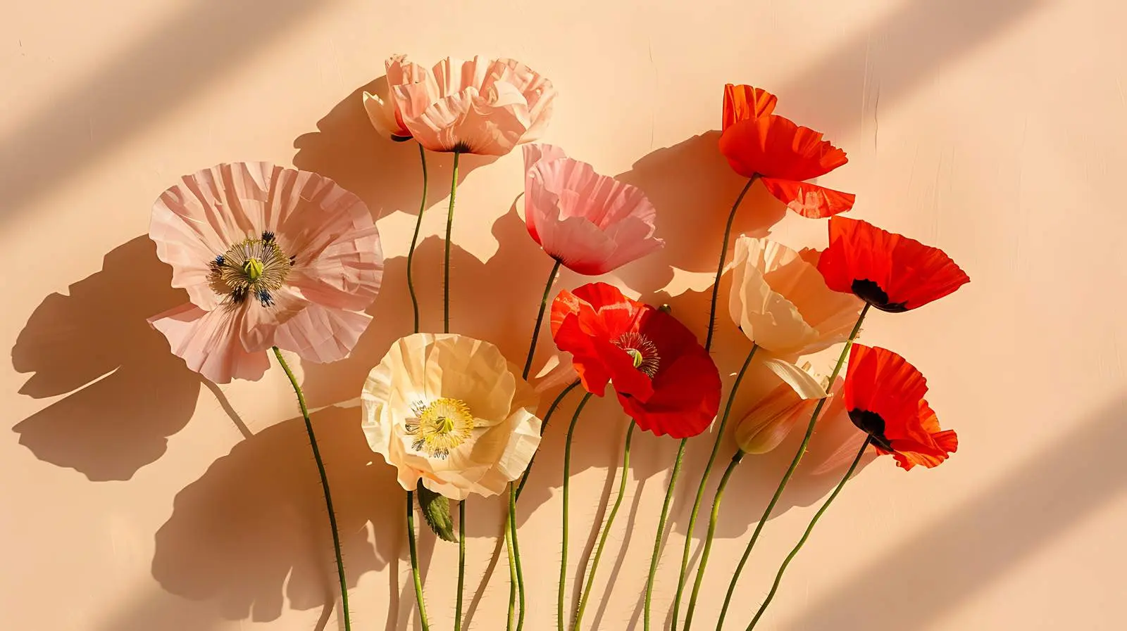 Peach Pink Red Poppy Flower Bouquet — free download from Dotvec