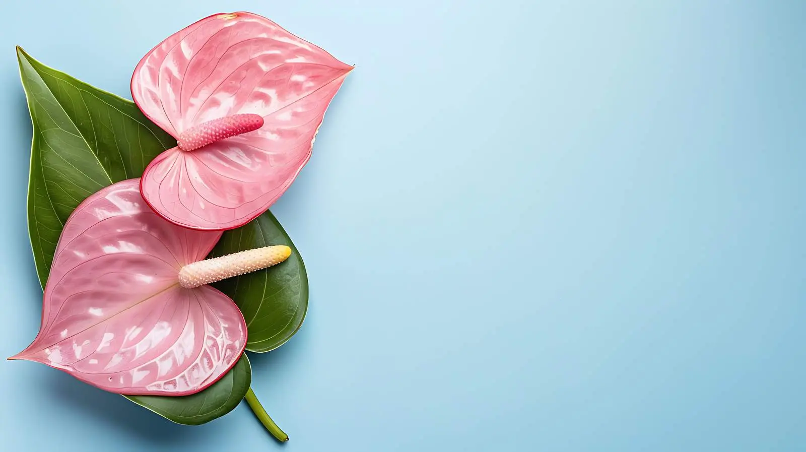 Pink Anthurium Flower on Pastel Blue Background — free download from Dotvec