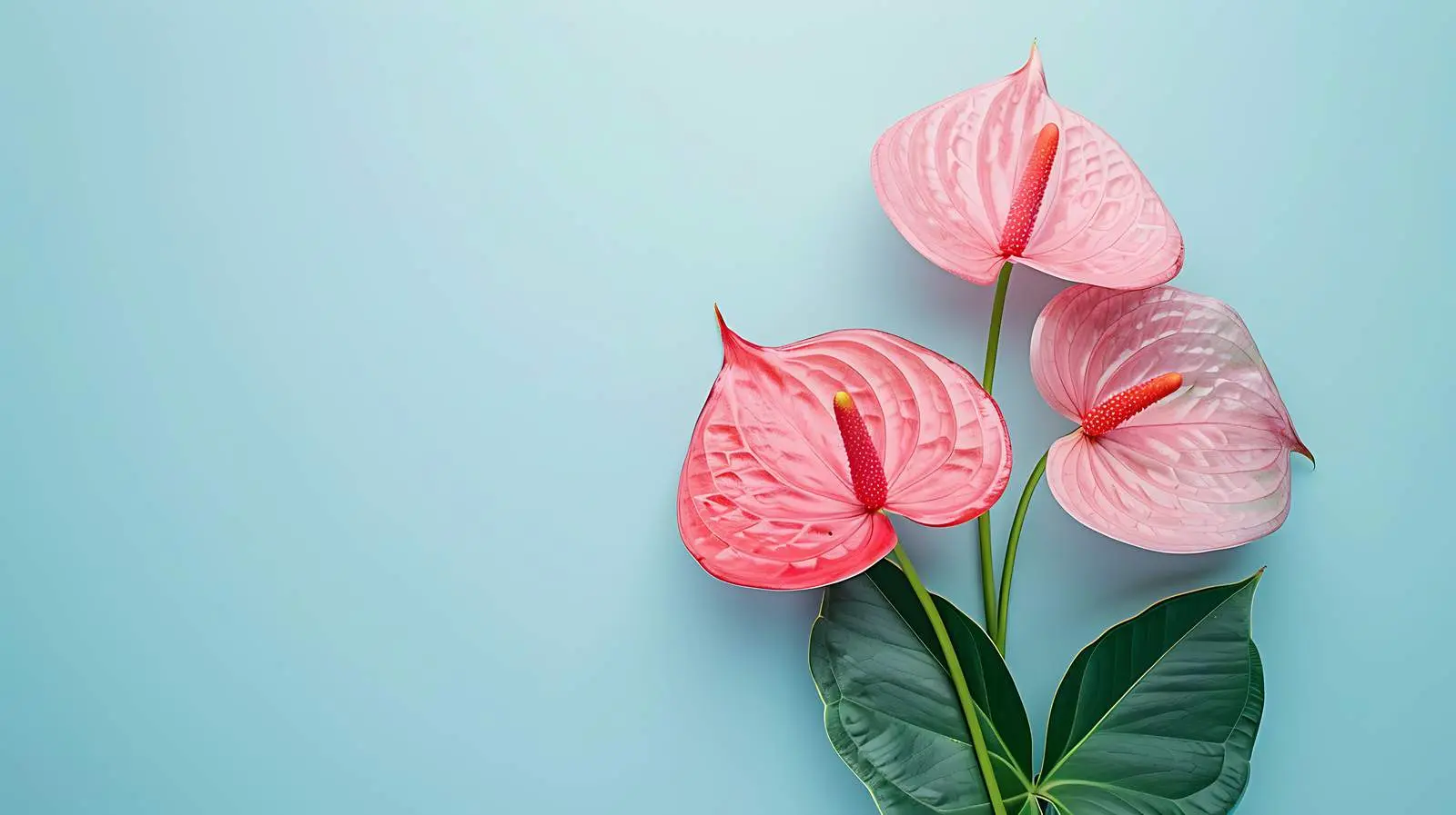 Elegant Pink Anthurium Flower on Pale Blue Background — free download from Dotvec