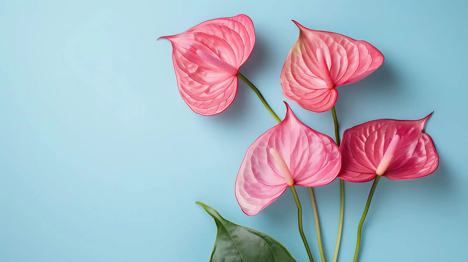 Pink Anthurium Flower on Pastel Blue Background — free download from Dotvec