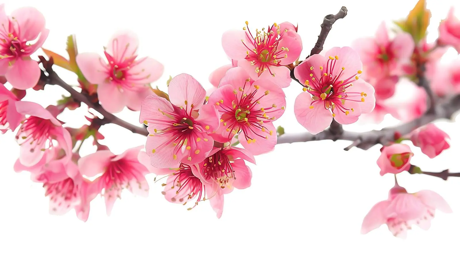 Pink Flowering Tree Branches Isolated on White Background — free download from Dotvec