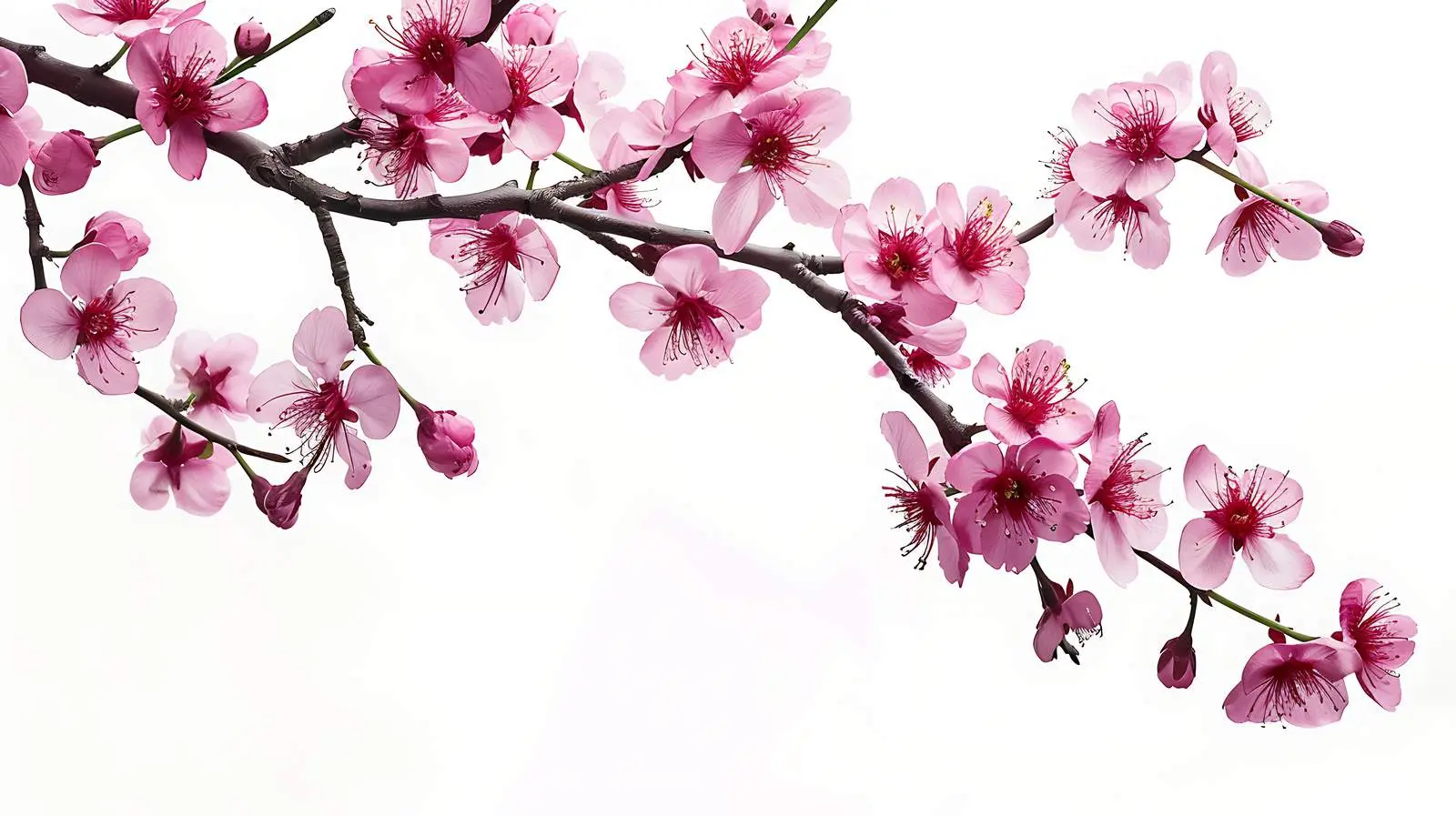 Pink Flowering Branches Isolated on White Background — free download from Dotvec