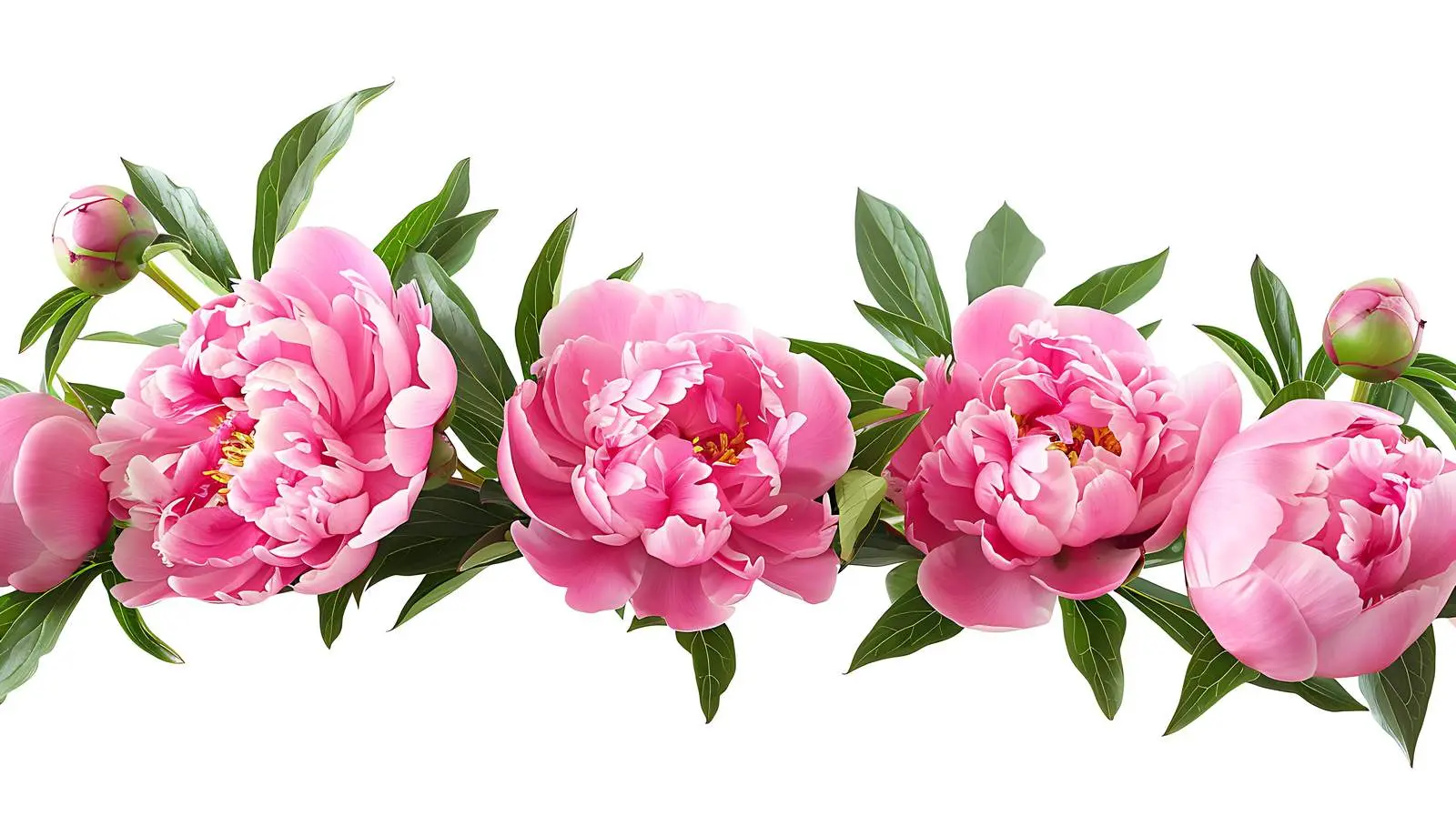 Pink Peony Flower Buds and Green Foliage – free flower details image from Dotvec