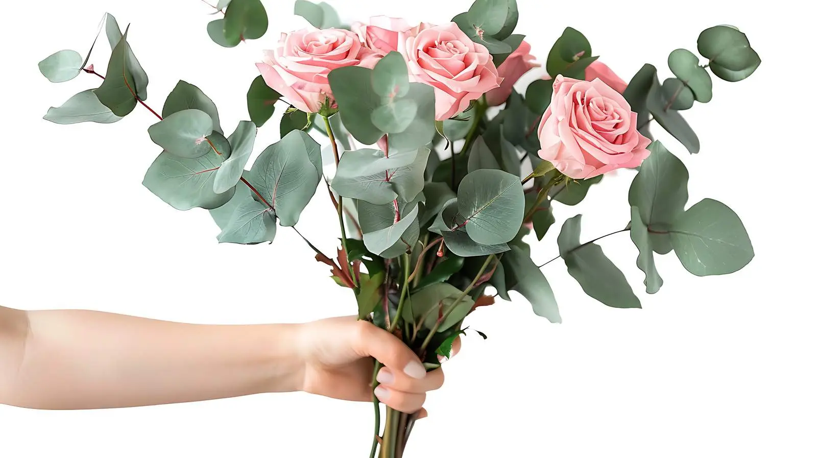 Pink Rose and Eucalyptus Bouquet for Girls — free download from Dotvec