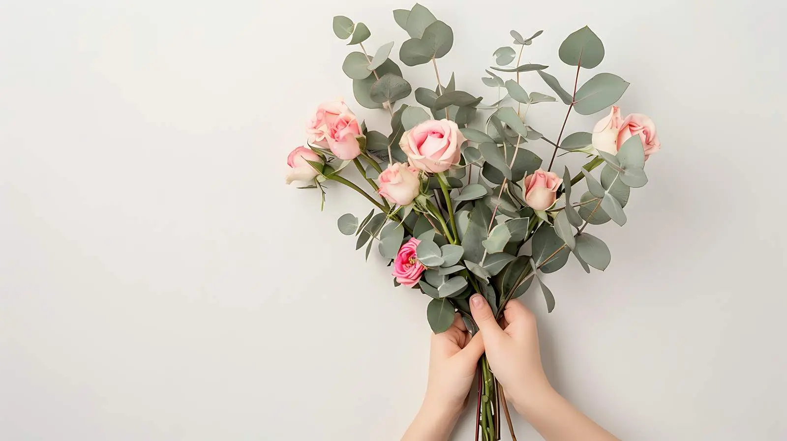 Pink Rose and Eucalyptus Bouquet for Girls — free download from Dotvec