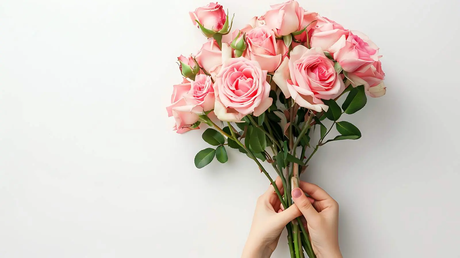 Pink Rose Bouquet in Girl's Hand – free young image from Dotvec
