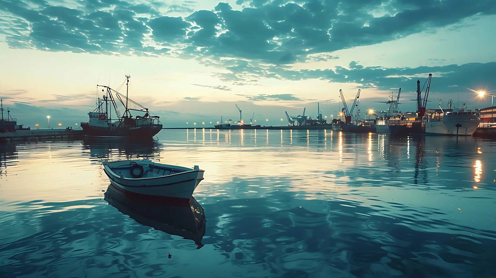 Serene Port Sunset View on White — free download from Dotvec