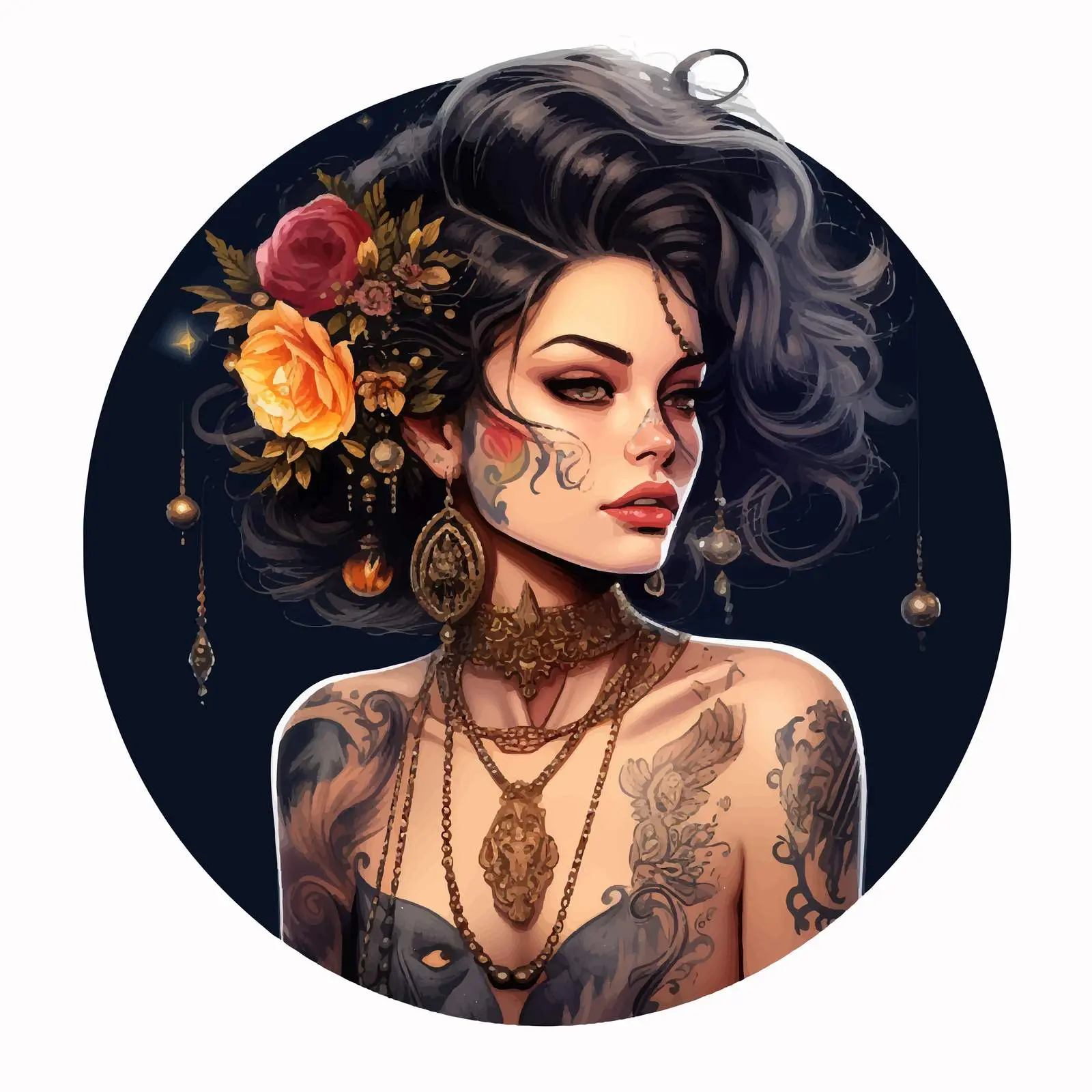Chicano Jewelry and Tattoos Portrait of a Girl — free download from Dotvec