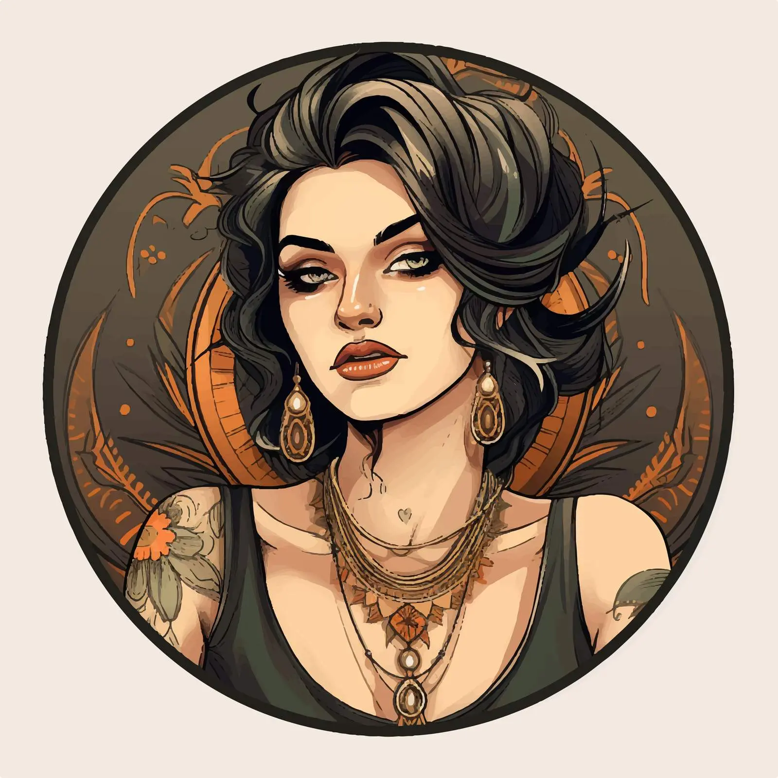 Chicano Jewelry and Tattoos Girl Portrait Vector – free mexican heritage image from Dotvec