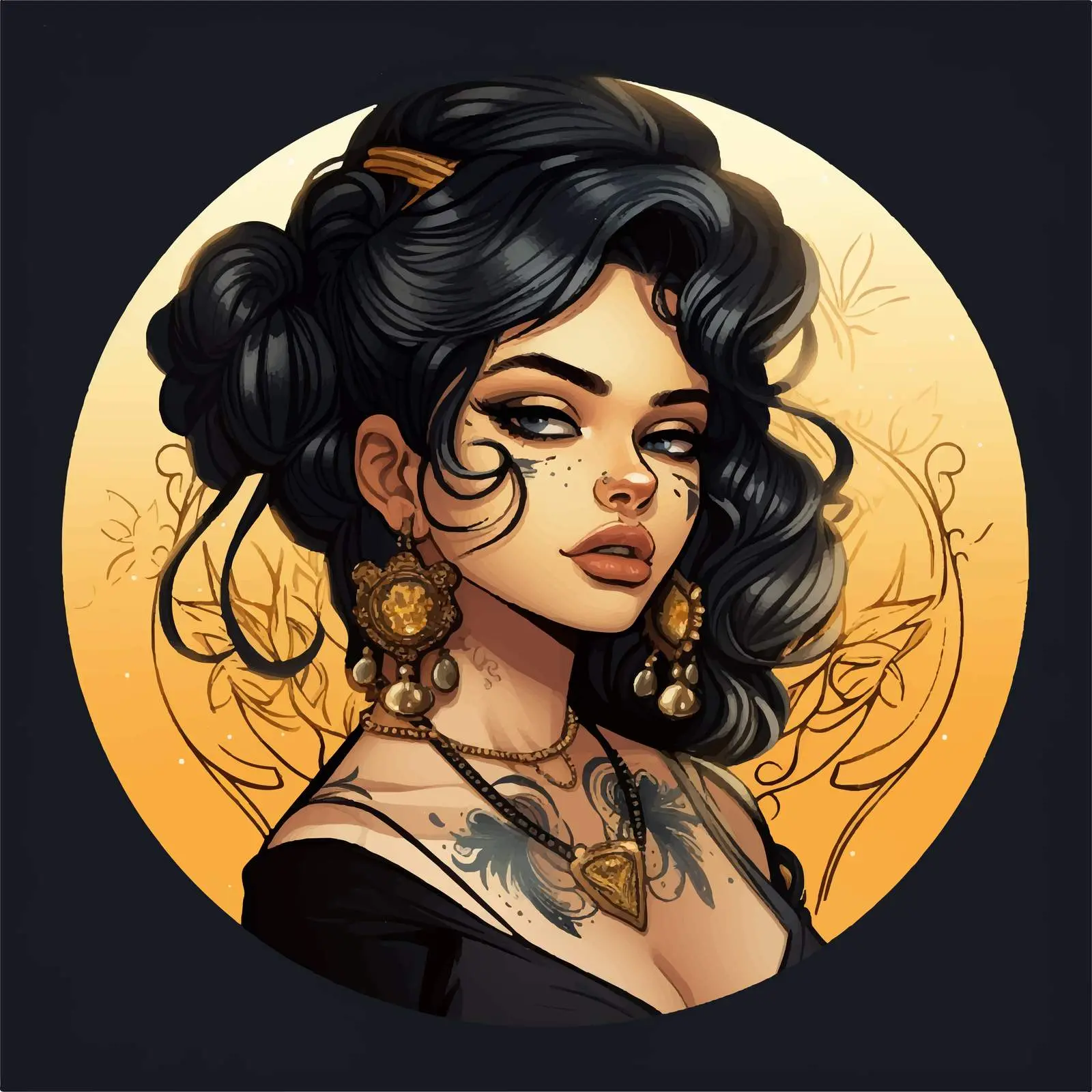 Chicano Jewelry Portrait of a Girl — free download from Dotvec