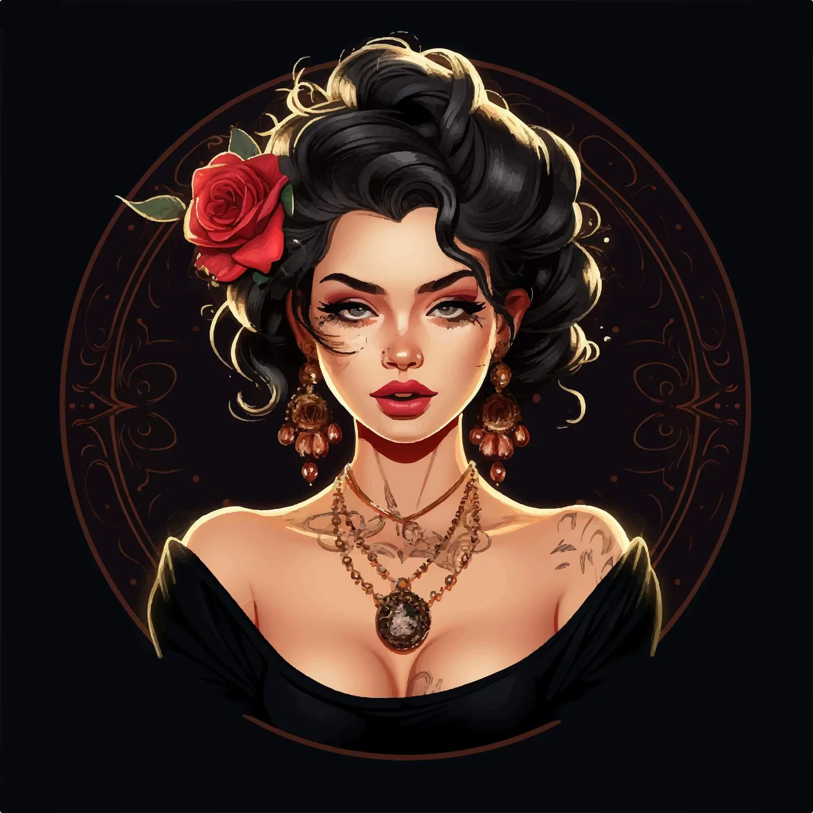 Chicano Jewelry Portrait of a Tattooed Girl — free download from Dotvec
