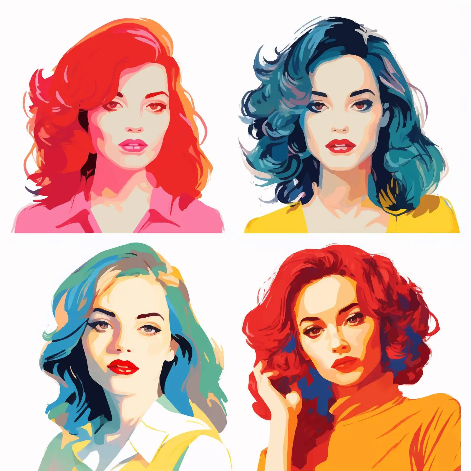 Colorful Girl Group Portraits in Vectors — free download from Dotvec