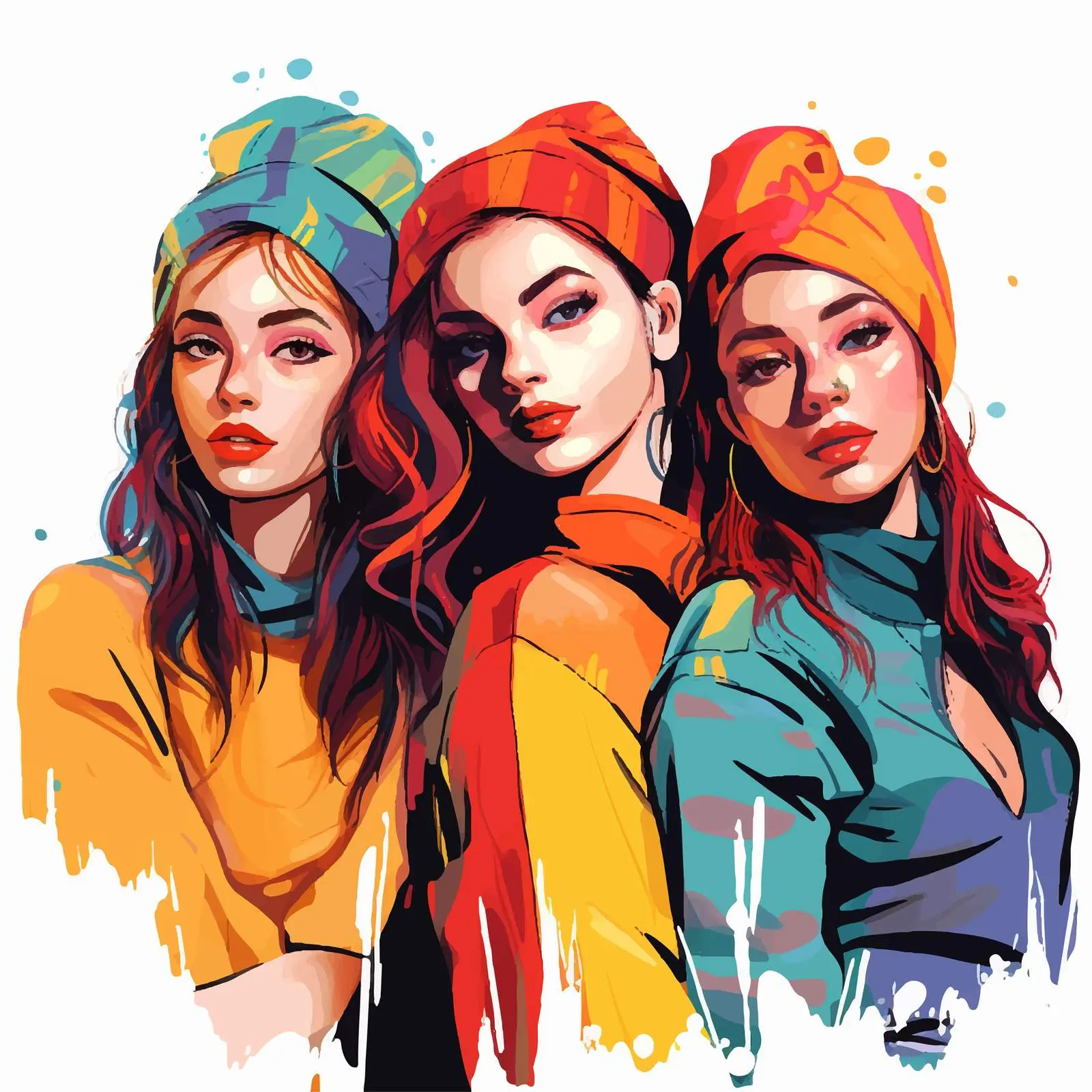 Vibrant Group Portraits of Colorfully Dressed Girls – free youthful energy image from Dotvec