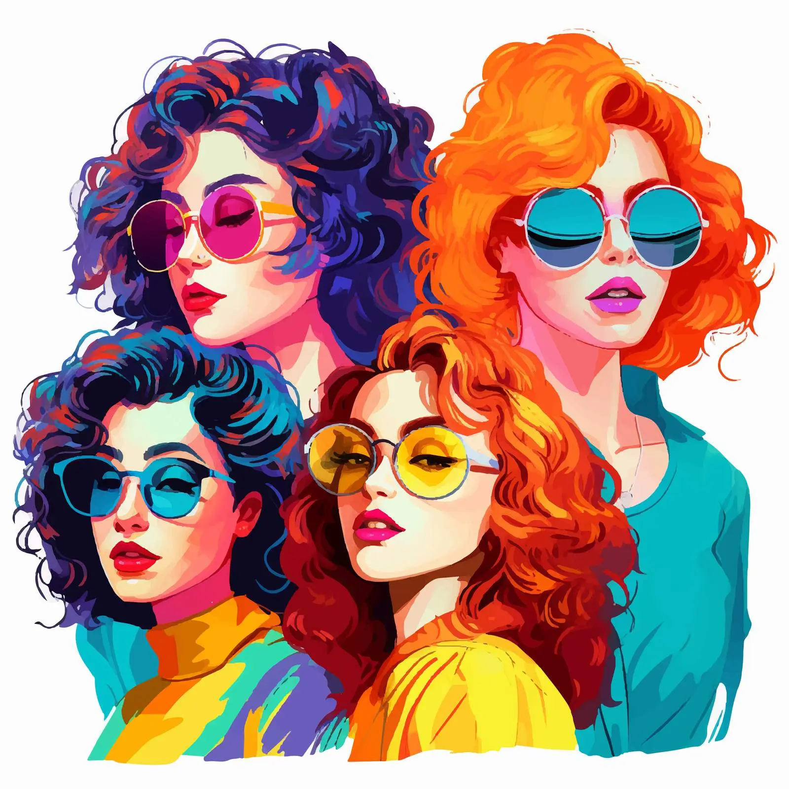 Colorful Group of Girls Portraits – free femininity image from Dotvec