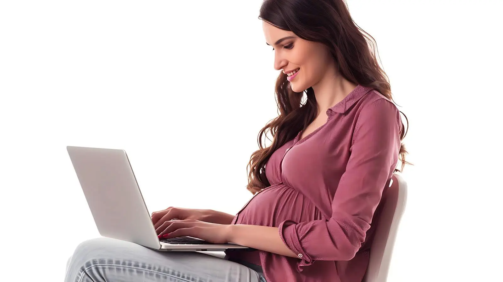 Pregnant Woman Working on Laptop — free download from Dotvec