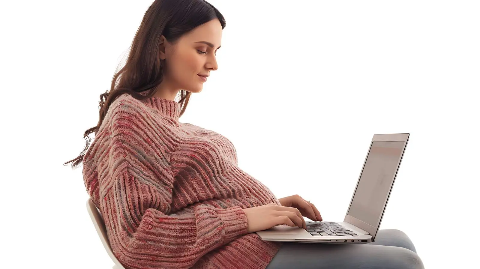 Pregnant Woman Shopping Online with Laptop – free online retail image from Dotvec