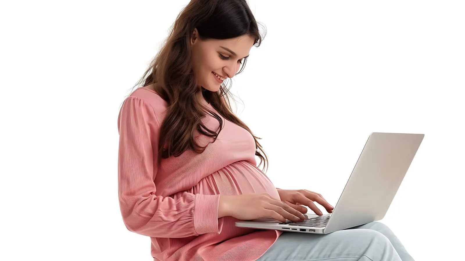 Pregnant Woman Shopping Online with Laptop – free convenience image from Dotvec