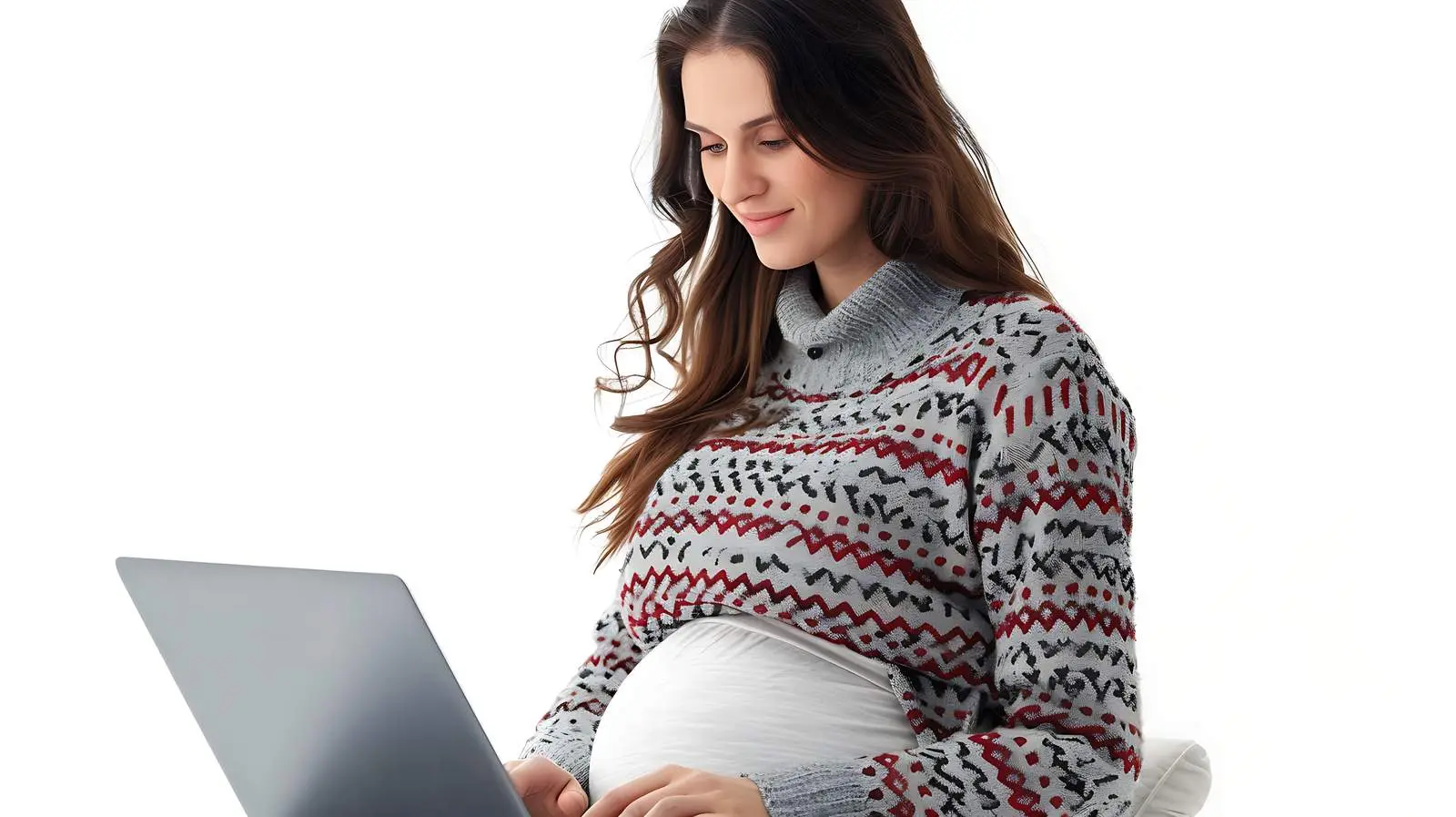Pregnant Woman Shopping Online with Laptop — free download from Dotvec