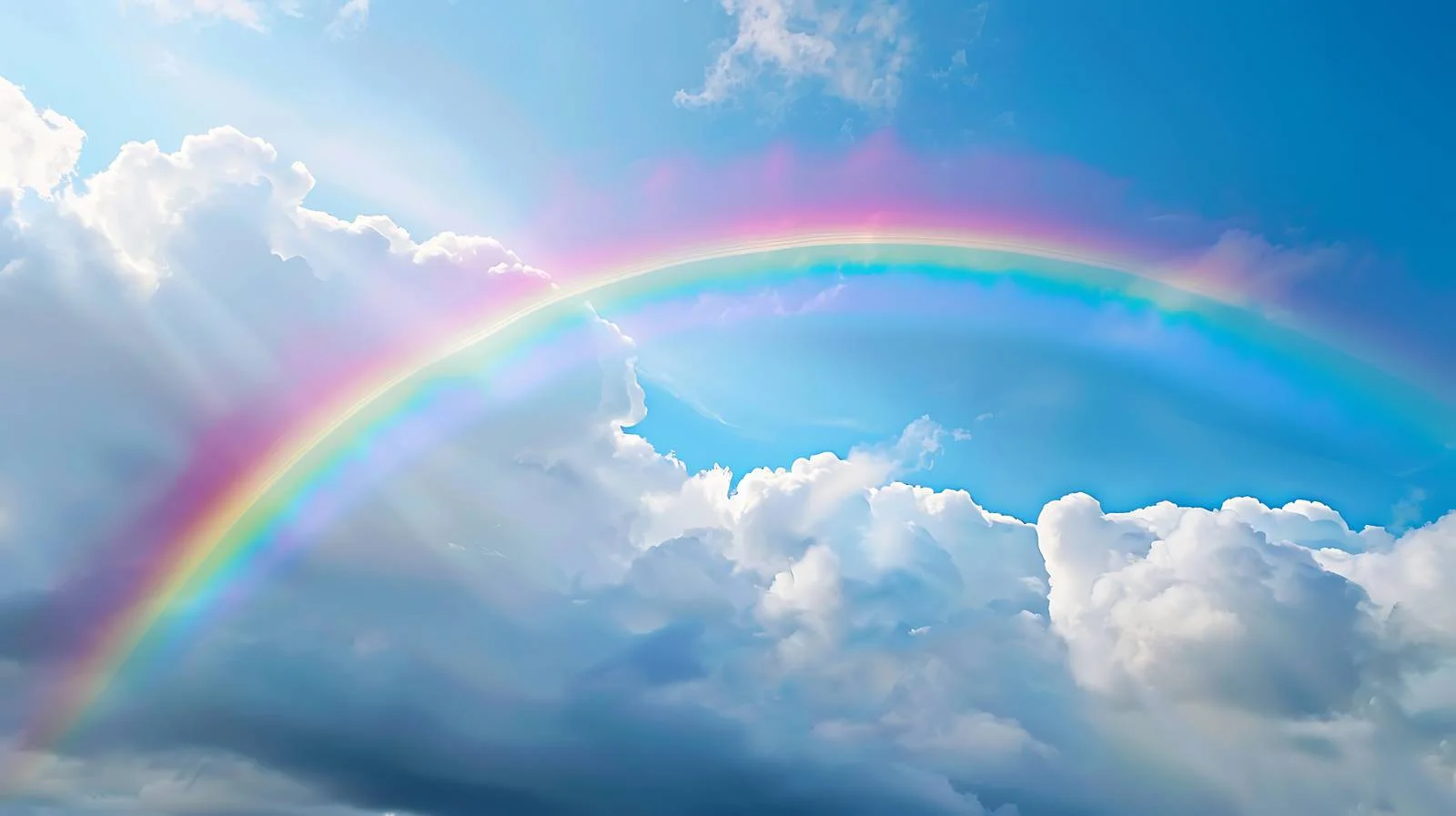 Vibrant Rainbow Embracing Clear Blue Sky — free download from Dotvec