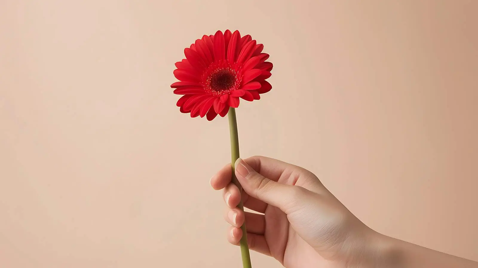 Woman Holding Beautiful Red Daisy Flower — free download from Dotvec