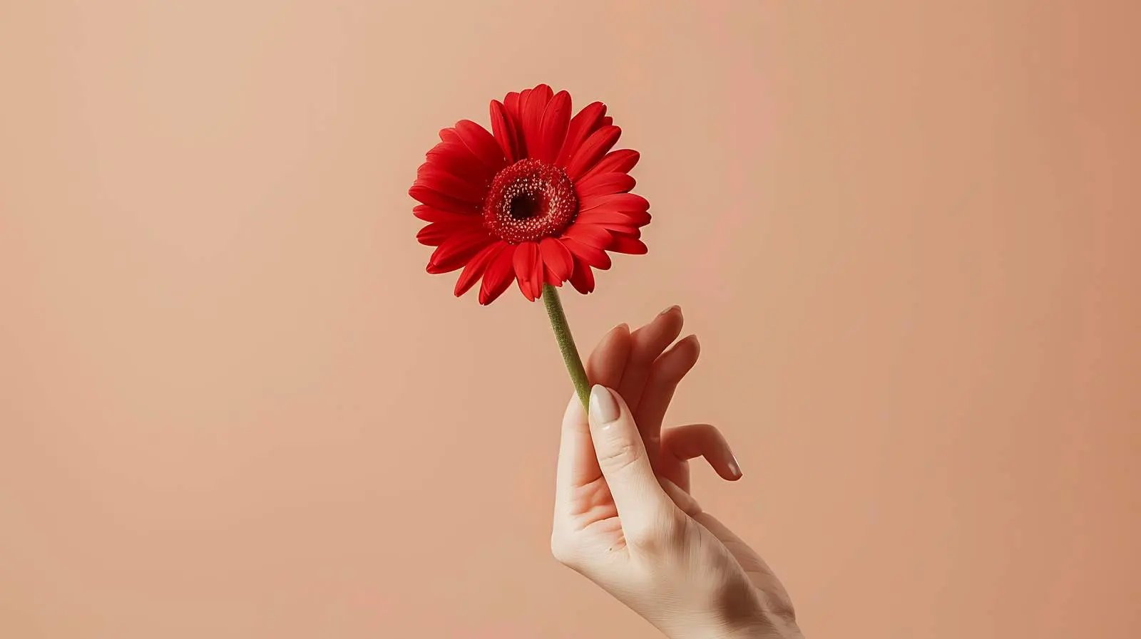 Woman Holding Beautiful Red Daisy Flower — free download from Dotvec